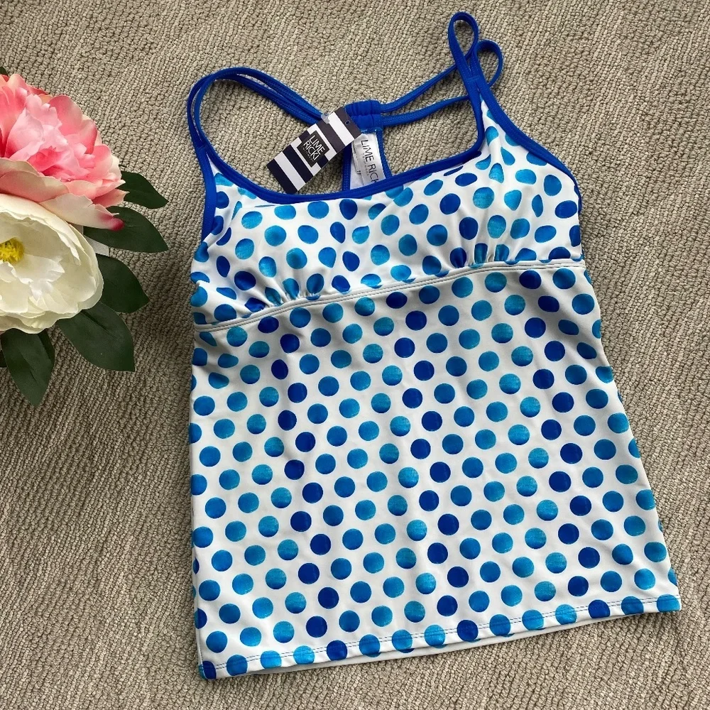 NWT Lime Ricki Water Dot T-Back Tankini - Picture 1 of 3